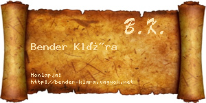 Bender Klára névjegykártya